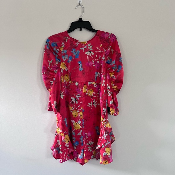 ZARA Floral Frill Romper Ruffle Romper Sz Medium Multicolor - Picture 2 of 12